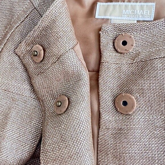 Michael Kors Womens Swing Blazer Linen Blend Woven Gold Size PS - Picture 6 of 8